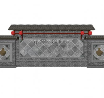 古代文化墙su模型下载_sketchup草图大师SKP模型