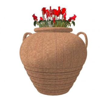 陶罐花钵su模型下载_sketchup草图大师SKP模型