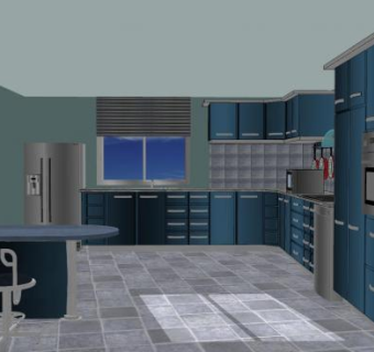 现代橱柜吧台餐厅SU模型下载_sketchup草图大师SKP模型