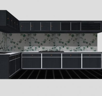 现代风转角橱柜SU模型下载_sketchup草图大师SKP模型