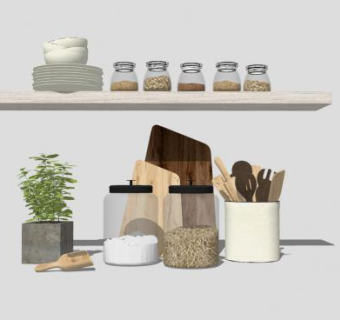 素雅厨房用品摆件SU模型下载_sketchup草图大师SKP模型