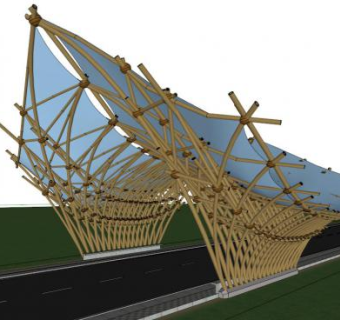竹廊架su模型下载_sketchup草图大师SKP模型