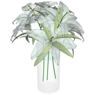 百合花花瓶SU模型下载_sketchup草图大师SKP模型