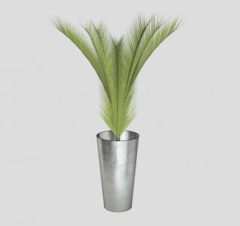 银色盆栽自然植物SU模型下载_sketchup草图大师SKP模型