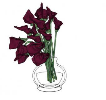 酒红色马蹄莲花瓶SU模型下载_sketchup草图大师SKP模型