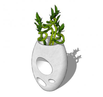 现代盆栽盆景SU模型下载_sketchup草图大师SKP模型