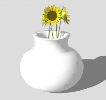 小向日葵花瓶SU模型下载_sketchup草图大师SKP模型