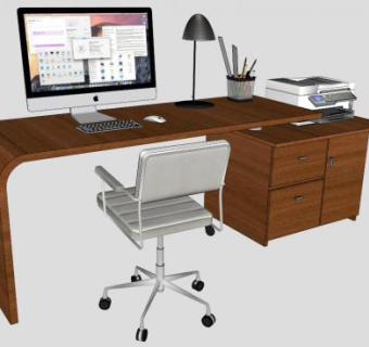 电脑桌su模型下载_sketchup草图大师SKP模型