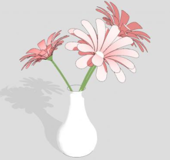 小花瓶花卉摆件SU模型下载_sketchup草图大师SKP模型