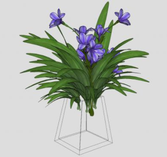 紫色花卉盆栽SU模型下载_sketchup草图大师SKP模型