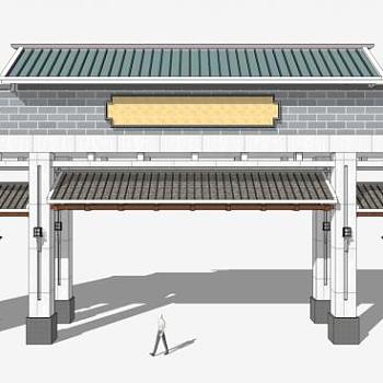 入口大门su模型下载_sketchup草图大师SKP模型