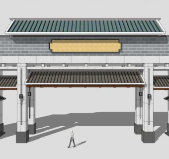 入口大门su模型下载_sketchup草图大师SKP模型