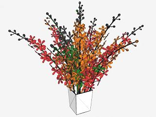 <em>彩色</em>植物的花瓶SU模型下载_sketchup草图大师SKP模型
