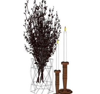 花瓶装饰品和蜡烛SU模型下载_sketchup草图大师SKP模型