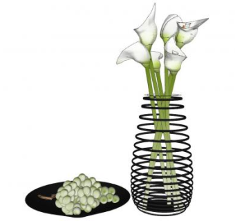 铁艺花瓶和葡萄SU模型下载_sketchup草图大师SKP模型