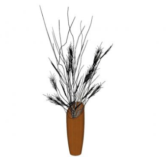 干叶花盆SU模型下载_sketchup草图大师SKP模型