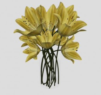 黄色百合花花瓶SU模型下载_sketchup草图大师SKP模型