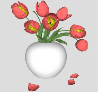 陶瓷花瓶花卉摆件SU模型下载_sketchup草图大师SKP模型