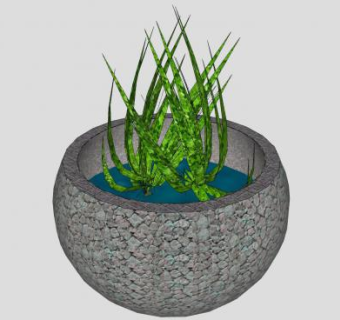 石缸植物SU模型下载_sketchup草图大师SKP模型