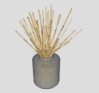 玻璃花瓶枯竹装饰SU模型下载_sketchup草图大师SKP模型