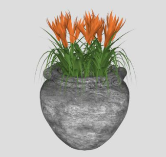 石钵盆栽盆景SU模型下载_sketchup草图大师SKP模型