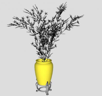 花架花瓶树枝装饰SU模型下载_sketchup草图大师SKP模型