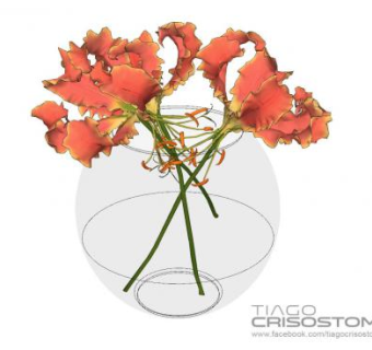 勒杜鹃花瓶SU模型下载_sketchup草图大师SKP模型