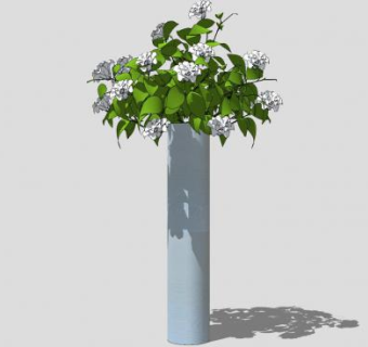 直筒花瓶鲜花装饰品SU模型下载_sketchup草图大师SKP模型