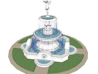 水体喷泉造型su模型下载_sketchup草图大师SKP模型
