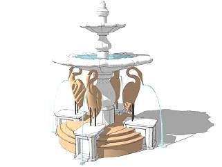 <em>水景喷泉</em>雕塑su模型下载_sketchup草图大师SKP模型
