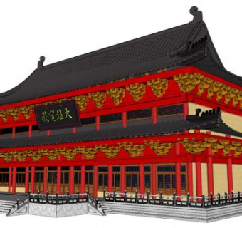 大雄宝殿su模型下载_sketchup草图大师SKP模型
