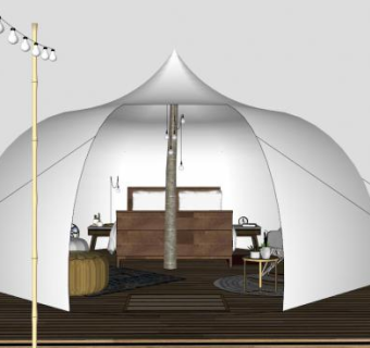 白色帐篷su模型下载_sketchup草图大师SKP模型