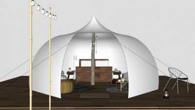 白色帐篷su模型下载_sketchup草图大师SKP模型