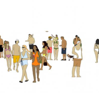 沙滩人物su模型下载_sketchup草图大师SKP模型