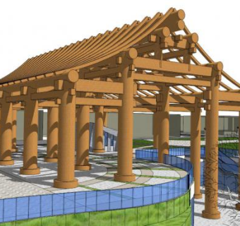 穿斗式构架su模型下载_sketchup草图大师SKP模型