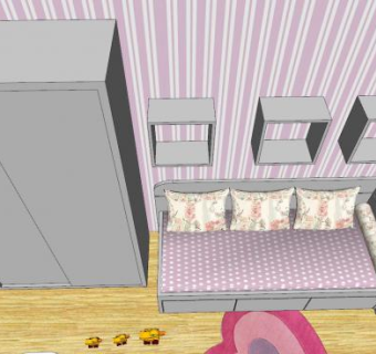现代小型儿童房SU模型下载_sketchup草图大师SKP模型