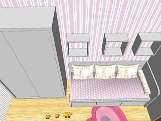 现代小型儿童房SU模型下载_sketchup草图大师SKP模型