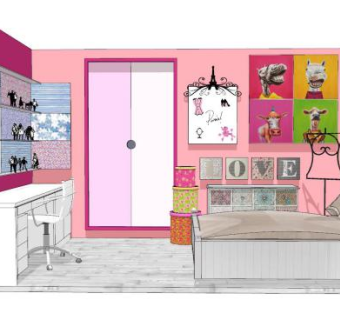 现代儿童卧室设计SU模型下载_sketchup草图大师SKP模型