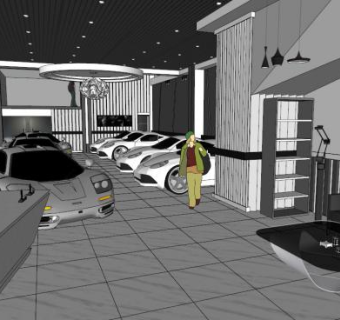 兰博基尼展厅布置su模型下载_sketchup草图大师SKP模型