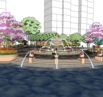 东南亚水景su模型下载_sketchup草图大师SKP模型