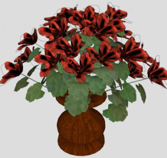 木花瓶盆栽植物SU模型下载_sketchup草图大师SKP模型