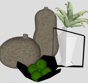 室内花瓶装饰摆件SU模型下载_sketchup草图大师SKP模型