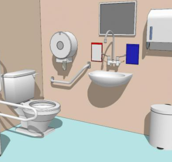 无障碍卫生间su模型下载_sketchup草图大师SKP模型