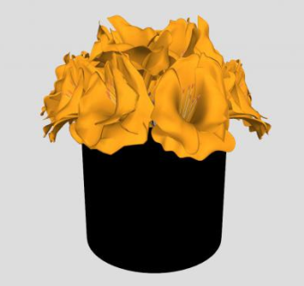 黑色花瓶黄花花束SU模型下载_sketchup草图大师SKP模型