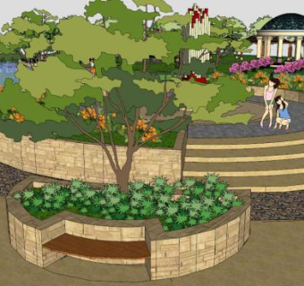 小公园su模型下载_sketchup草图大师SKP模型