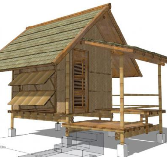 竹子建筑su模型下载_sketchup草图大师SKP模型