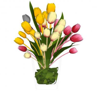 郁金香花束花瓶SU模型下载_sketchup草图大师SKP模型