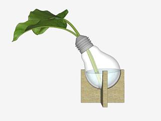 灯泡花瓶植物摆件SU模型下载_sketchup草图大师SKP模型