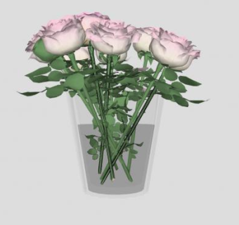粉白色玫瑰花瓶SU模型下载_sketchup草图大师SKP模型