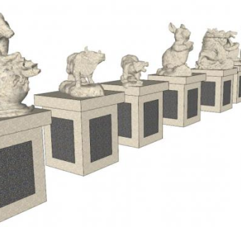 12生肖兽首su模型下载_sketchup草图大师SKP模型